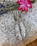 Dragonfly wings & Dendritic teardrop hand cast Sterling Silver Earrings