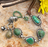 Take No Bull Old stock Royston Turquoise, Buffalo and succulent Sterling Silver Bracelet