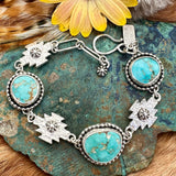 Aztec Cowgirl & vintage Turquoise Sterling Silver hand carved bracelet