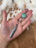 Feather and turquoise heart sterling silver necklace