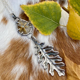 Autumn leave and six point star Rulite gem sterling silver necklace