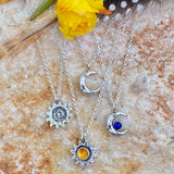 Sun and Cresent moon pendant necklaces