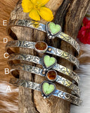 Southwest floral mini garnet and gaspeite cuffs