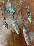 Feather and turquoise sterling silver necklace