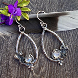 Succulent & Moonstone teardrop hoop Earrings
