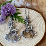 Spruce Pine and Bear II sterling silver necklace