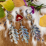 Autumn leave and six point star Rulite gem sterling silver necklace