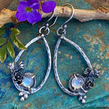 Succulent & Moonstone teardrop hoop Earrings