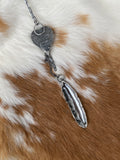 Feather and turquoise heart sterling silver necklace
