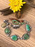 Take No Bull Old stock Royston Turquoise, Buffalo and succulent Sterling Silver Bracelet