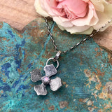 Hydrangea Blossom and Opal Hand Cast Necklace