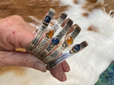 Deep blue Sapphire and golden Garnet and gold snakeskin cuffs