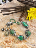 Sunflower and Royston Turquoise Sterling Silver Bracelet