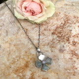 Hydrangea Blossom and Opal Hand Cast Necklace
