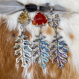 Autumn leave and six point star Rulite gem sterling silver necklace