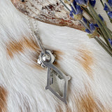 Quartz Crystal and Succulent sterling silver necklace