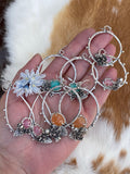 Succulents and sky blue amazonite hoop Earrings