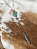 Feather and turquoise heart sterling silver necklace