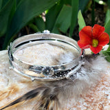 Floral and leaves Hammered Bangle Sterling Silver Bangle Bracelet