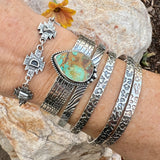 Howdy Cowgirl Aztec Sterling Silver hand carved bracelet