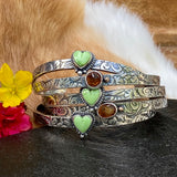 Southwest floral mini garnet and gaspeite cuffs