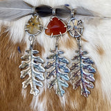 Autumn leave and Carnilian gem sterling silver necklace