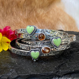 Southwest floral mini garnet and gaspeite cuffs