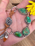 Sunflower and Royston Turquoise Sterling Silver Bracelet