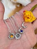 Sun and Cresent moon pendant necklaces
