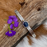 Deep blue Sapphire and gold snakeskin cuffs