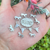 Mini Steer and Kingman turquoise hand cast Sterling Silver Earrings, rustic, artisan, metalwork, handmade, boho, Cowgirl