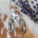 Quartz Crystal and Succulent sterling silver necklace