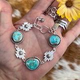 Aztec Cowgirl & vintage Turquoise Sterling Silver hand carved bracelet