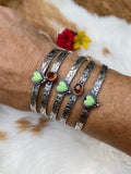 Southwest floral mini garnet and gaspeite cuffs