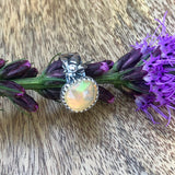 Bee & Ethiopian rose cut Opal II Sterling Silver Ring Size 7.0 US