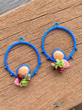 Succulent and Peach Moonstone Hoop handcart Earrings
