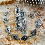Howdy Cowgirl Aztec Sterling Silver hand carved bracelet