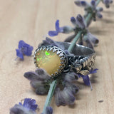 Bee & Ethiopian rose cut Opal Sterling Silver Ring Size 7.5-8 US