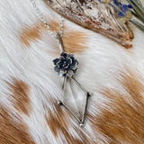 Quartz Crystal and Succulent sterling silver necklace