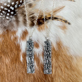 Cowgirl Bar Sterling Silver hand carved necklace