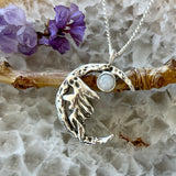 Moon Ghost  - Sterling silver hand carved/cast necklace