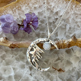 Moon Ghost  - Sterling silver hand carved/cast necklace