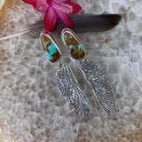 Dragonfly wings & Turquoise hand cast Sterling Silver Earrings