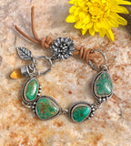Sunflower and Royston Turquoise Sterling Silver Bracelet