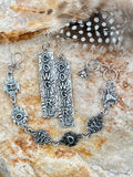 Howdy Cowgirl Aztec Sterling Silver hand carved bracelet