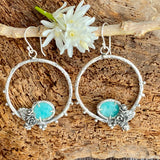 Succulents and sky blue amazonite hoop Earrings
