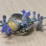 Bee & Ethiopian rose cut Opal Sterling Silver Ring Size 7.5-8 US