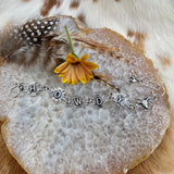 Howdy Cowgirl Aztec Sterling Silver hand carved bracelet