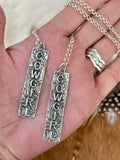 Cowgirl Bar Sterling Silver hand carved necklace