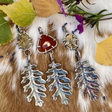 Autumn leave and Carnilian gem sterling silver necklace